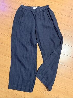 Velvet - Black Elastic-Waist Linen-Blend Pants